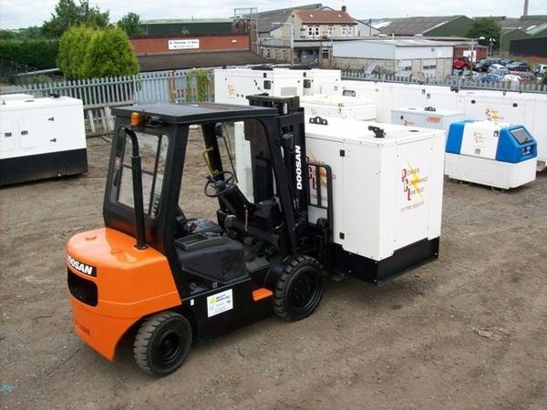 Refurbished 3 ton forklift carries the load for emergency power supply firm Power Command.