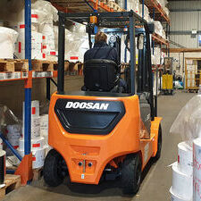 New Doosan NXE electric truck for Hine Labels