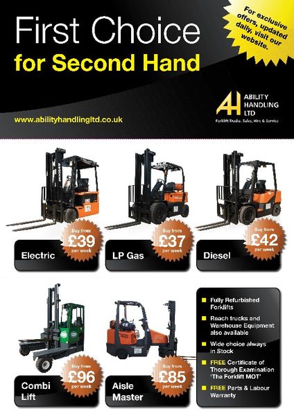 Used and Refurbished Counterbalance Forklifts, LP Gas, Electric, Diesel, Combilift, Aisle-Master, Reach and more.